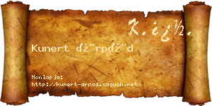 Kunert Árpád névjegykártya